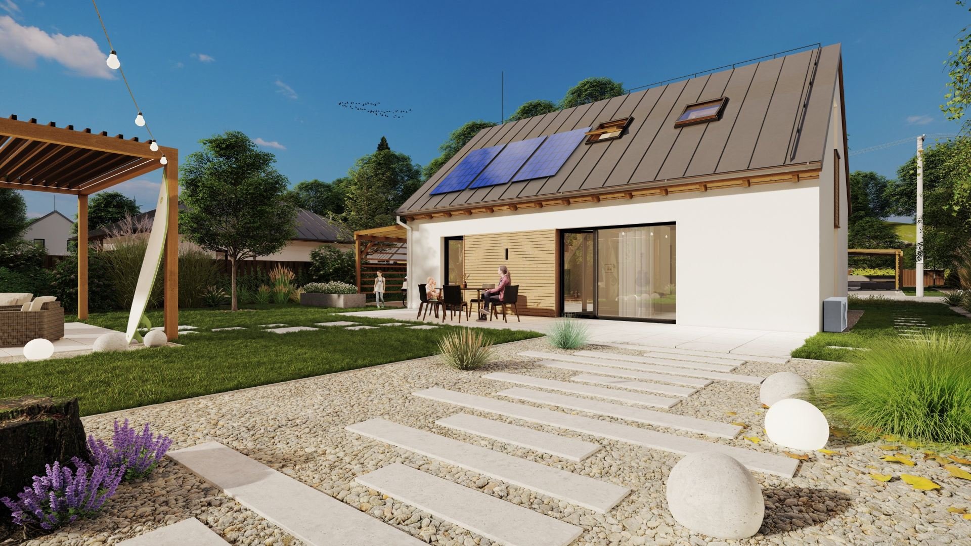 Exteriér nízkoenergetického rodinného domu 4+kk, Heřmanický dvůr Ostrava